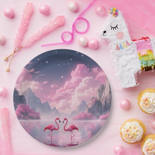 Flamingos in einer Traumwelt Pappteller (Party)
