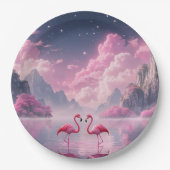 Flamingos in einer Traumwelt Pappteller (Vorderseite)