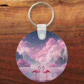 Flamingos in einer Traumwelt Schlüsselanhänger (Vorderseite)