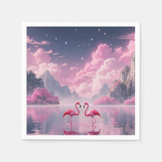 Flamingos in einer Traumwelt Serviette