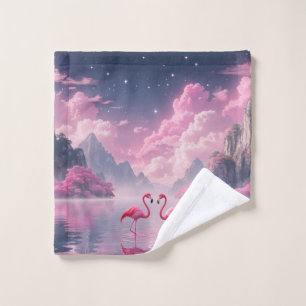 Flamingos in einer Traumwelt Waschlappen