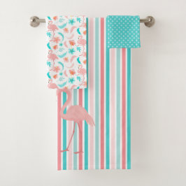 Flamingos in Liebe Badhandtuch Set