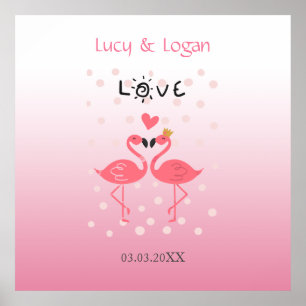 Flamingos in Liebe Poster