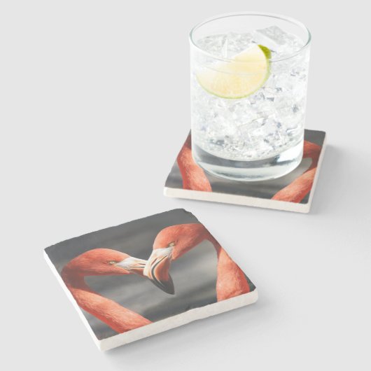 Flamingos in Liebe Steinuntersetzer (Seitenansicht)