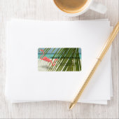 Flamingos in Liebe, Strand, Palmenhochzeit Adressaufkleber (Insitu)