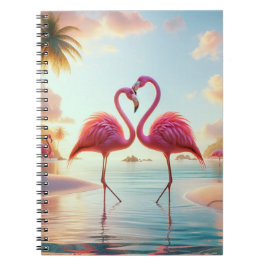 Flamingos in Love Tropical Beach Notizblock