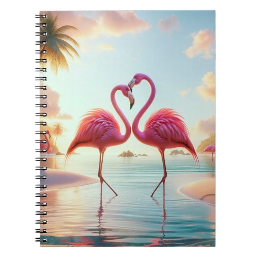 Flamingos in Love Tropical Beach Notizblock (Vorderseite)