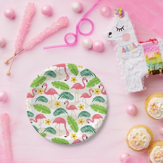 Flamingos in Paradise Paper Plate Pappteller (Party)