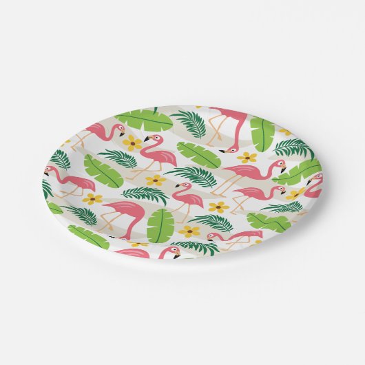 Flamingos in Paradise Paper Plate Pappteller (Schrägansicht)