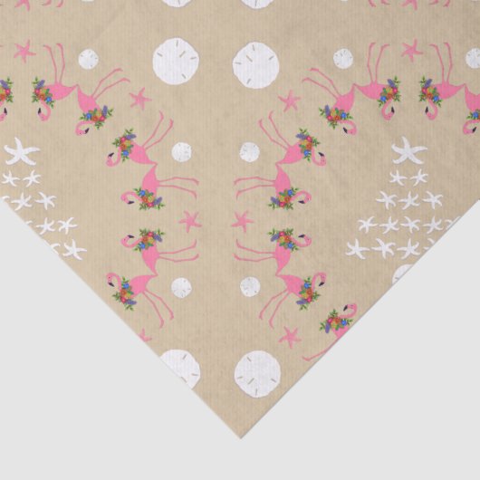 Flamingos in Seashells Beach Weihnachten Seidenpapier (Detail)