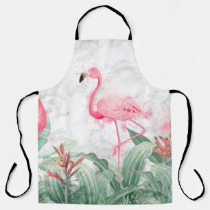 Flamingos in tropischen Pflanzen auf einem texturi Schürze