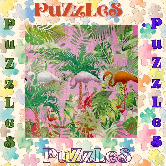 Flamingos in tropischer Szene Puzzle
