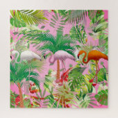 Flamingos in tropischer Szene Puzzle (Vertikal)