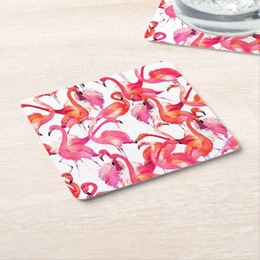 Flamingos in Wasserfarben 2 Rechteckiger Pappuntersetzer (angewinkelt)