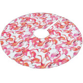 Flamingos in Wasserfarben Polyester Weihnachtsbaumdecke (Schrägansicht)