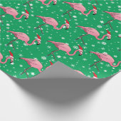 Flamingos in Weihnachtsmannmützen Weihnachten Geschenkpapier (Ecke)