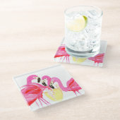 Flamingo's in White Wine Untersetzer (Schrägansicht)