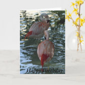 Flamingos Karte (Gelbe Blume)