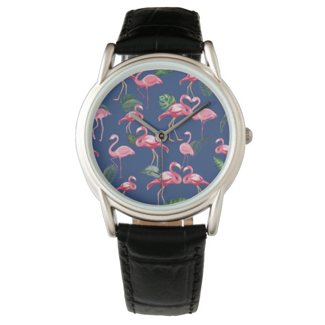 Flamingos Liebe Muster 2 Armbanduhr (Vorderseite)