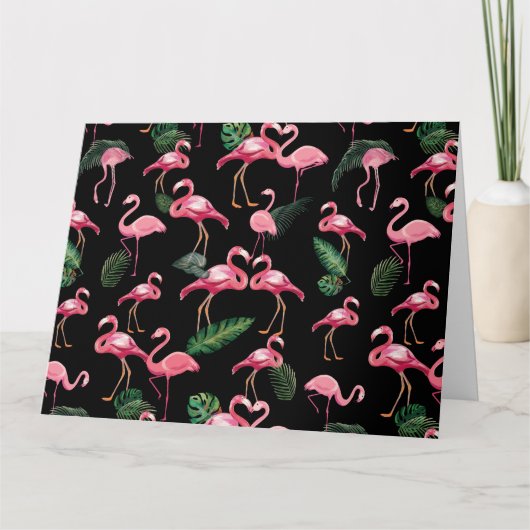 Flamingos Liebe Muster 4 Dankeskarte (Vorderseite)