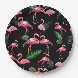 Flamingos Liebe Muster 4 Pappteller