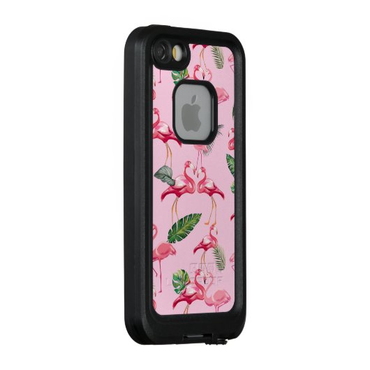 Flamingos-Liebe Muster 5 LifeProof iPhone Hülle (Hinten/Rechts)