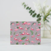 Flamingos Liebe Pattern 6 Feiertagspostkarte (Stehend Vorderseite)