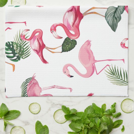 Flamingos Liebe Pattern Geschirrtuch (Gefaltet)