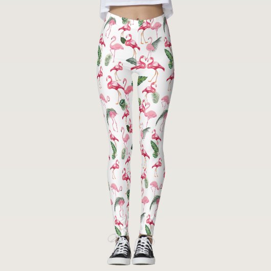 Flamingos Liebe Pattern Leggings (Vorderseite)