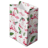 Flamingos Liebe Pattern Mittlere Geschenktüte (Rückseite Schrägansicht)