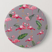 Flamingos lieben Muster 6 Button (Vorderseite)
