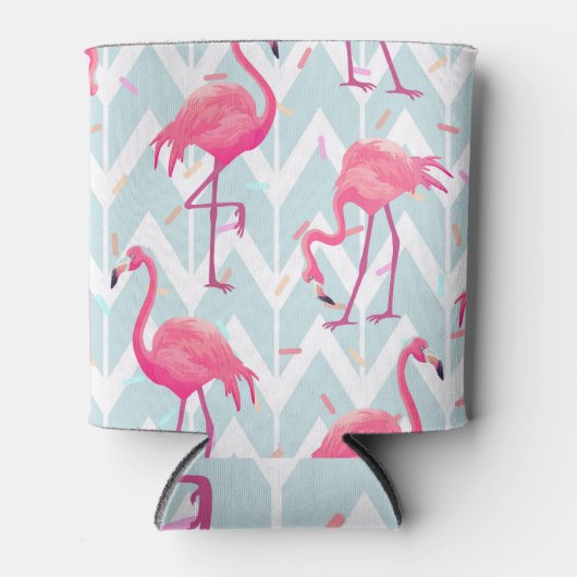 Flamingos Light Gray: Vintag tropisch. Dosenkühler (Vorderseite)