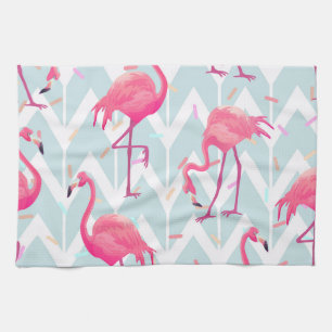 Flamingos Light Gray: Vintag tropisch. Geschirrtuch
