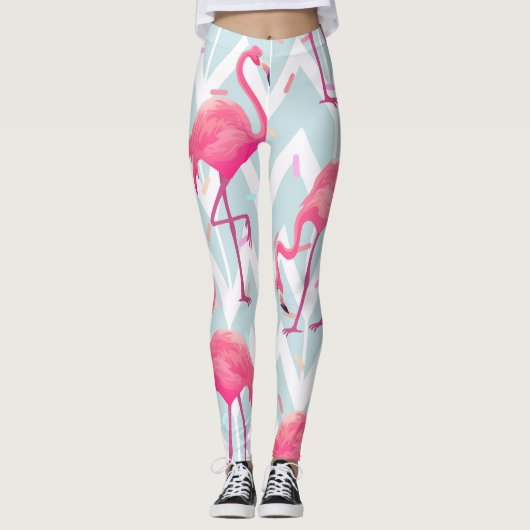 Flamingos Light Gray: Vintag tropisch. Leggings (Vorderseite)