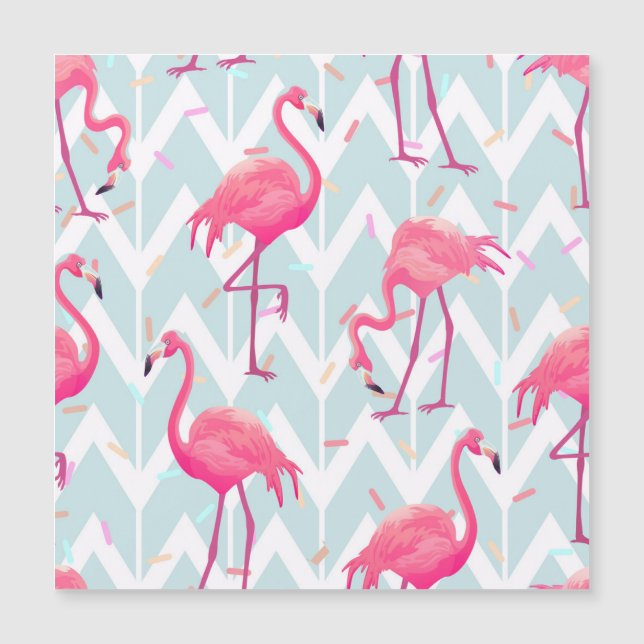 Flamingos Light Gray: Vintag tropisch. Magnetkarte (Vorderseite)