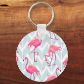 Flamingos Light Gray: Vintag tropisch. Schlüsselanhänger (Rückseite)
