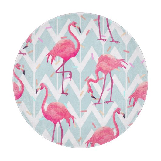 Flamingos Light Gray: Vintag tropisch. Schneidebrett (Vorderseite)