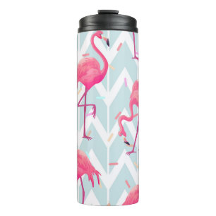 Flamingos Light Gray: Vintag tropisch. Thermosbecher