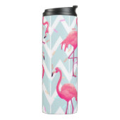 Flamingos Light Gray: Vintag tropisch. Thermosbecher (Nach links gedreht)
