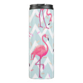 Flamingos Light Gray: Vintag tropisch. Thermosbecher (Rückseite)