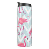 Flamingos Light Gray: Vintag tropisch. Thermosbecher (Nach rechts gedreht)