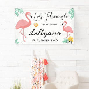 Flamingos & Lustige Tropische Geburtstagsfeier, je Banner