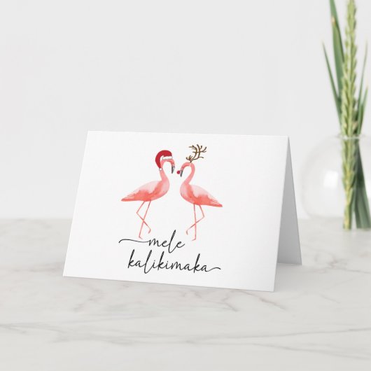 Flamingos mele kalikimaka feiertagskarte (Vorderseite)