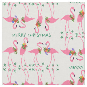 Flamingos Merry Christmas Pattern Stoff