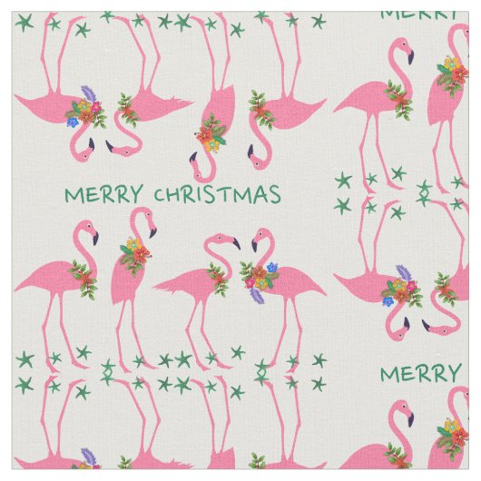 Flamingos Merry Christmas Pattern Stoff (Nahaufnahme)