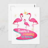 Flamingos Midjahrhundert Moderne Weihnachtsgrüße Postkarte (Vorne/Hinten)