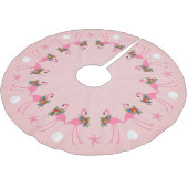 Flamingos mit Kräutern rosa Weihnachten Polyester Weihnachtsbaumdecke (Schrägansicht)