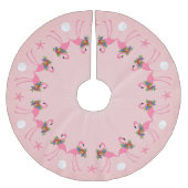 Flamingos mit Kräutern rosa Weihnachten Polyester Weihnachtsbaumdecke (Vorderseite)