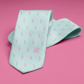 Flamingos Mit Monogramm Light Blue Krawatte