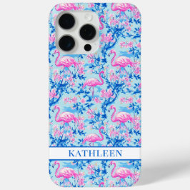 Flamingos mit rosa Blumen monogrammiert Case-Mate iPhone Hülle